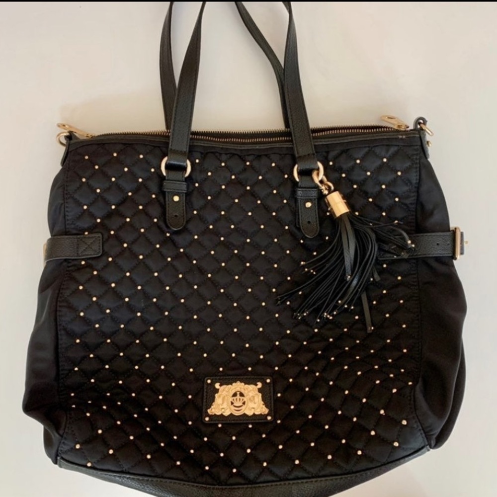 Juicy Couture Daydreamer Quilted Gold Studded Black Bag
